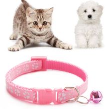 Color Band Cat Dog Collar Cat Necklace And Cat Paw Print Adjustable Collar Bell Positioning Pet Collar Pet Supplies